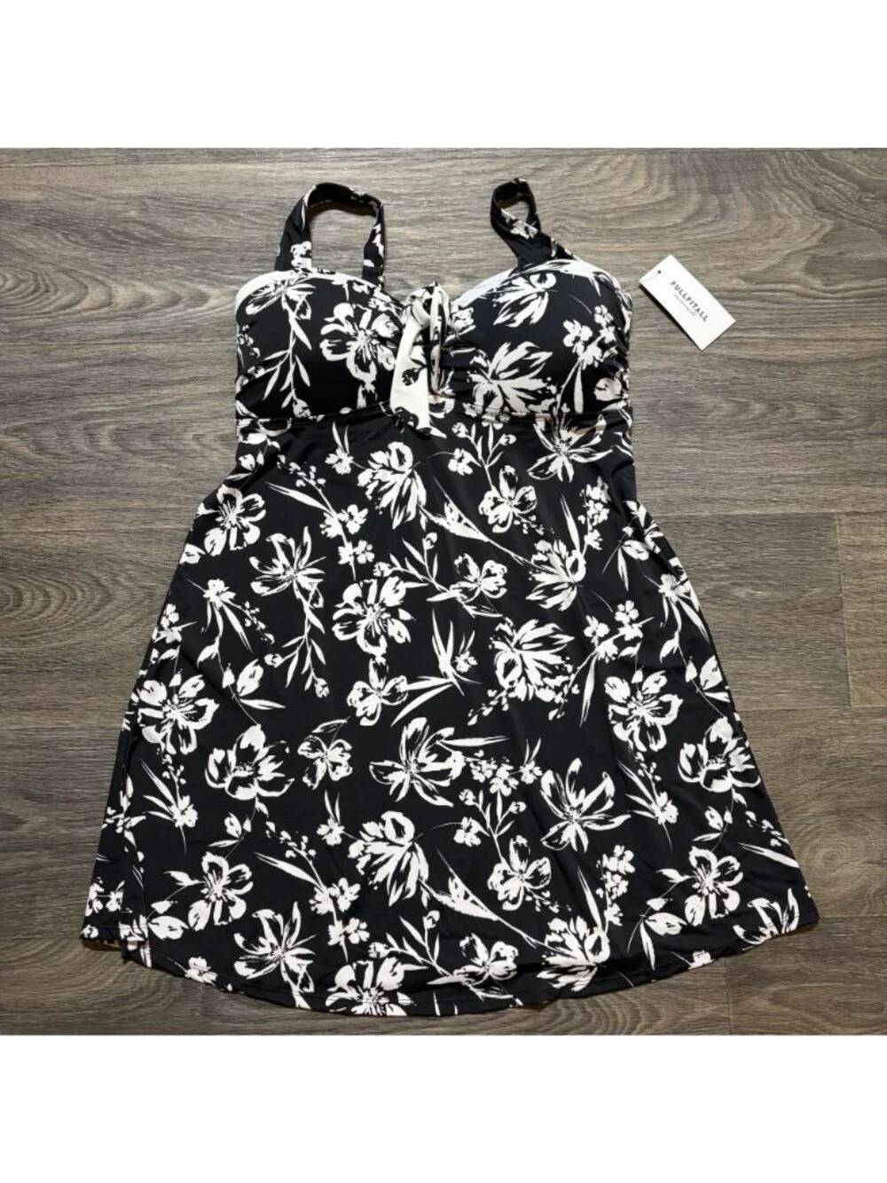 FullFitAll Floral Tankini Swimdress 14 Swim Wear Dress Draped Adjustable NEW
